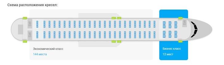 Расположение мест в Boeing 737-800 Алроса