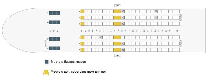 Расположение мест в Boeing 737-800 FlyDubai (Флайдубай)