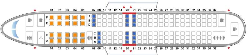 Расположение мест в Boeing 737-800 Nordwind